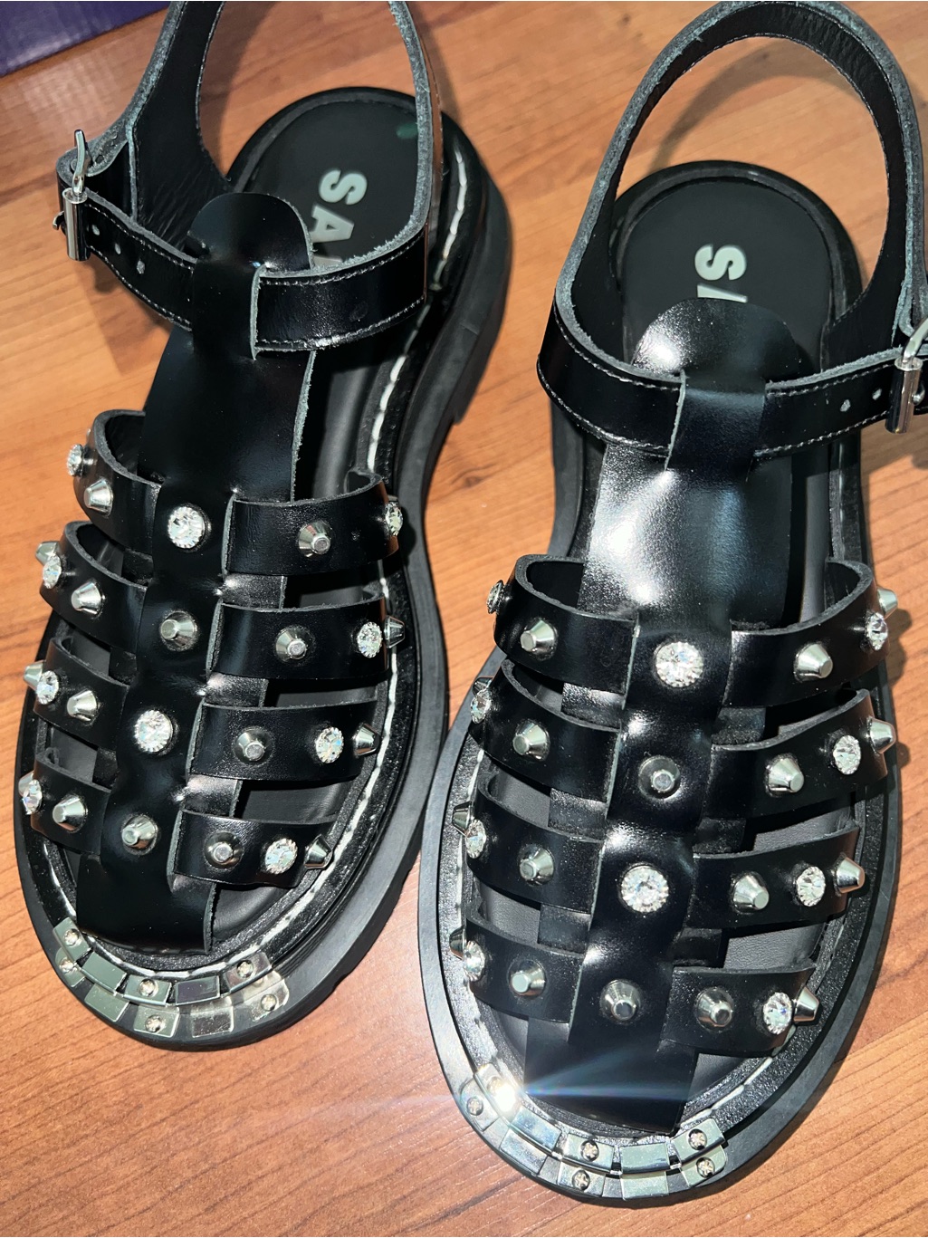 Sandro Olys Black Studded Women's Gladiator Fisherman Sandals Nwot Size 6.5 37
